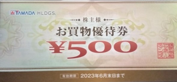 ヤマダホールディングスの株主お買物優待券500円の画像